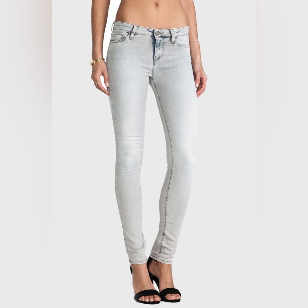 IRO Cole Aleka Light Grey Stretch Cotton Light Distress Low Rise Skinny Jean 30